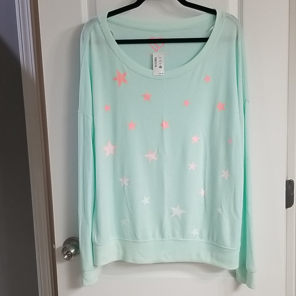 XL ombre gradient star mint sweater sleep shirt Aeropostale oversize lounge